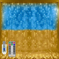 Гірлянда Штора Прапор України з пультом та USB – патріотичне освітлення для вашого дому